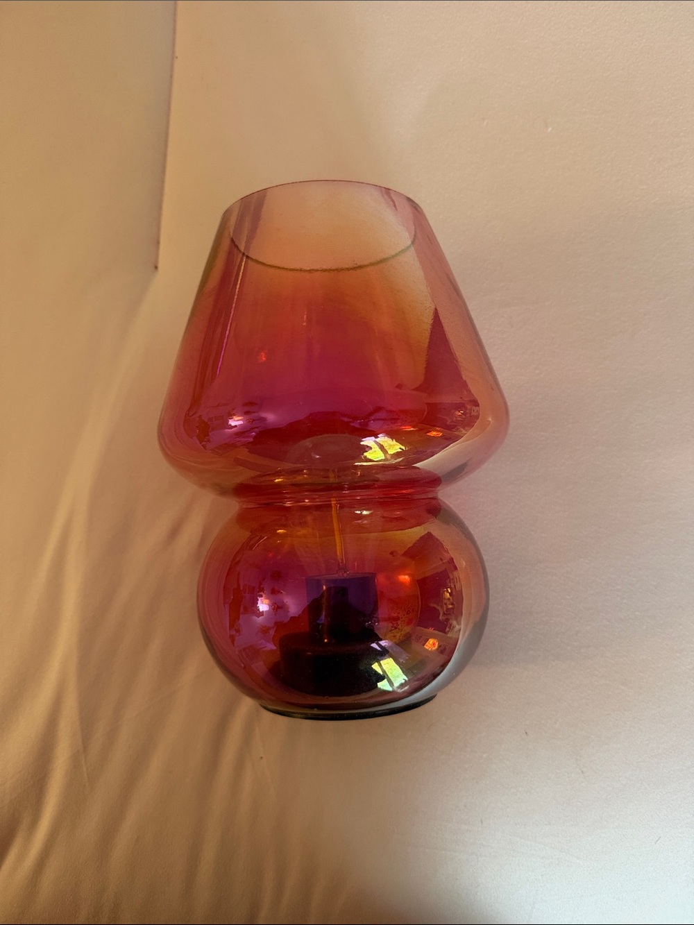Iridescent Pink Glass Accent Lamp - Home Accents